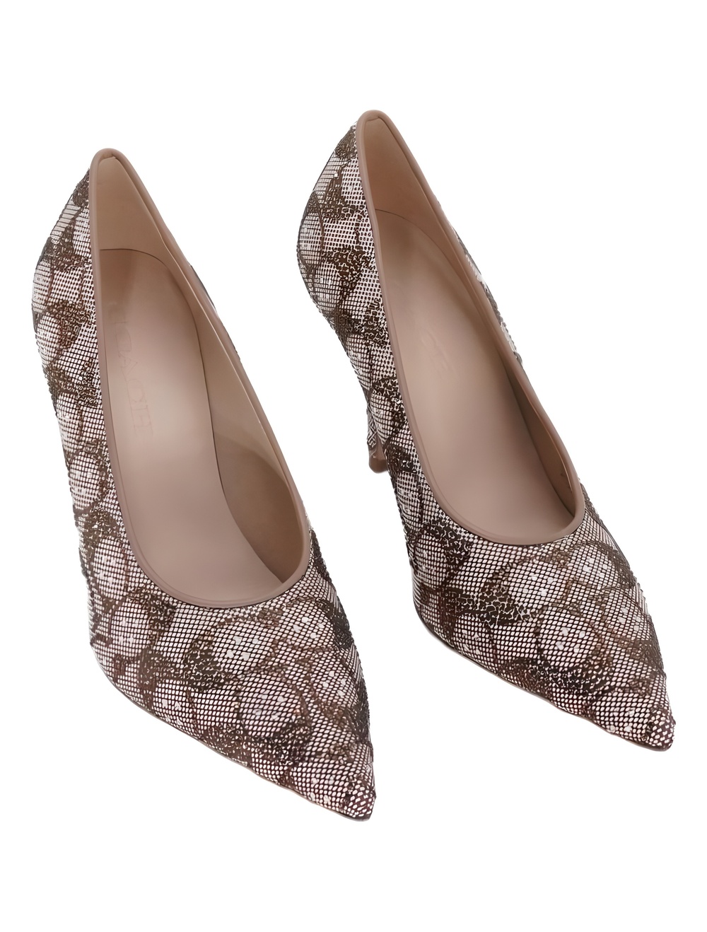 Coach Daisy Crystal Signature Pointed Toe 3" Heel Pumps Tan Size 5B